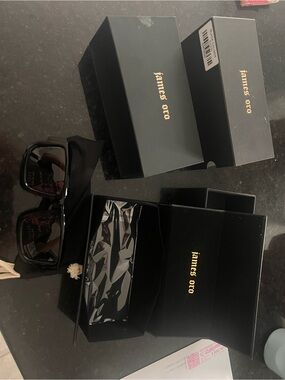 James Oro Men's Black Caliber Sunglasses